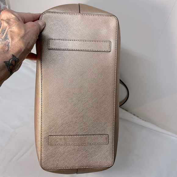 KATE SPADE Rose Gold Glimmer X Large Tote Satchel Handbag Metallic Shoulder Bag - Picture 6 of 10